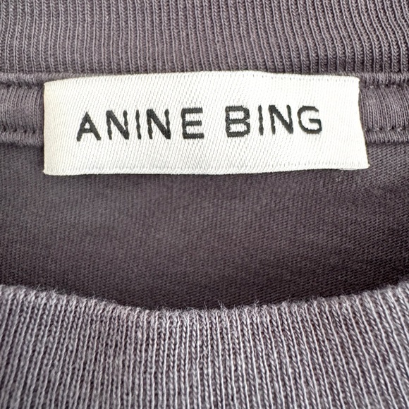 Anine Bing Joel Stardust Tee in Washed Black – Size Small - Picture 3 of 6